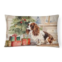 16 x 12 in. Unisex Cavalier Spaniel Christmas Fabric Decorative Pillow
