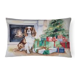 16 x 12 in. Unisex Cavalier Spaniel Christmas Fabric Decorative Pillow