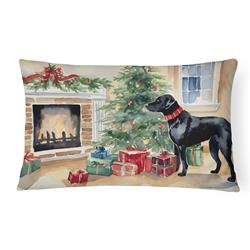16 x 12 in. Unisex Black Labrador Christmas Fabric Decorative Pillow