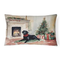 16 x 12 in. Unisex Black Labrador Christmas Fabric Decorative Pillow