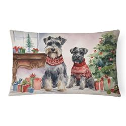 16 x 12 in. Unisex Schnauzer Christmas Fabric Decorative Pillow