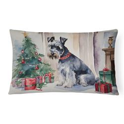 16 x 12 in. Unisex Schnauzer Christmas Fabric Decorative Pillow