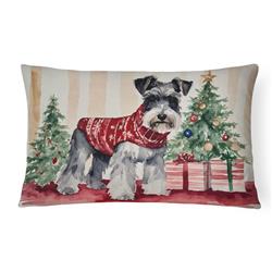 16 x 12 in. Unisex Schnauzer Christmas Fabric Decorative Pillow