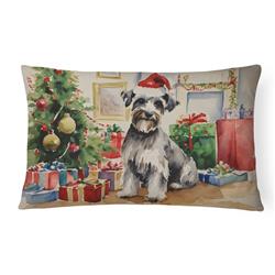 16 x 12 in. Unisex Schnauzer Christmas Fabric Decorative Pillow