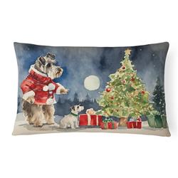 16 x 12 in. Unisex Schnauzer Christmas Fabric Decorative Pillow