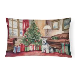 16 x 12 in. Unisex Schnauzer Christmas Fabric Decorative Pillow