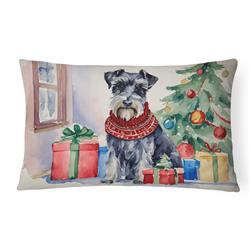 16 x 12 in. Unisex Schnauzer Christmas Fabric Decorative Pillow