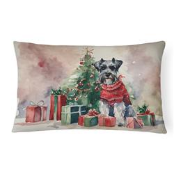 16 x 12 in. Unisex Schnauzer Christmas Fabric Decorative Pillow