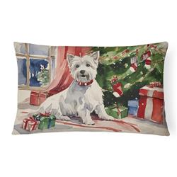 16 x 12 in. Unisex Westie Christmas Fabric Decorative Pillow