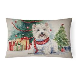 16 x 12 in. Unisex Westie Christmas Fabric Decorative Pillow