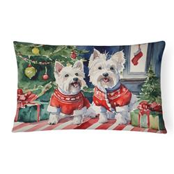 16 x 12 in. Unisex Westie Christmas Fabric Decorative Pillow