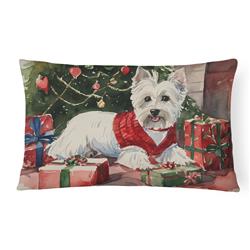 16 x 12 in. Unisex Westie Christmas Fabric Decorative Pillow
