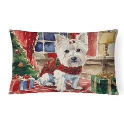 16 x 12 in. Unisex Westie Christmas Fabric Decorative Pillow