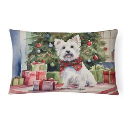 16 x 12 in. Unisex Westie Christmas Fabric Decorative Pillow
