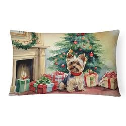 16 x 12 in. Unisex Yorkie Christmas Fabric Decorative Pillow