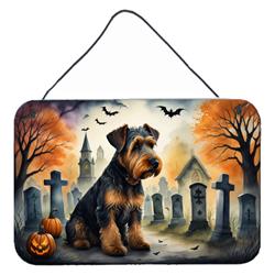 DAC2004DS812 12 x 8 in. Airedale Terrier Spooky Halloween Wall or Door Hanging Prints