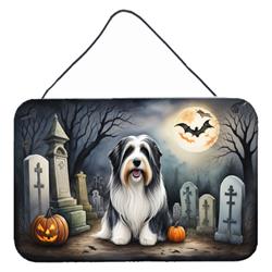 DAC2012DS812 12 x 8 in. Bearded Collie Spooky Halloween Wall or Door Hanging Prints