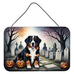DAC2014DS812 12 x 8 in. Bernese Mountain Dog Spooky Halloween Wall or Door Hanging Prints