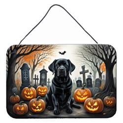 DAC2016DS812 12 x 8 in. Black Labrador Retriever Spooky Halloween Wall or Door Hanging Prints