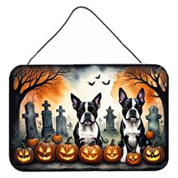 DAC2023DS812 12 x 8 in. Boston Terrier Spooky Halloween Wall or Door Hanging Prints