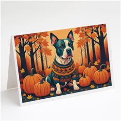 5 x 7 in. Unisex Pit Bull Terrier Fall Greeting Cards & Envelopes - Pack of 8
