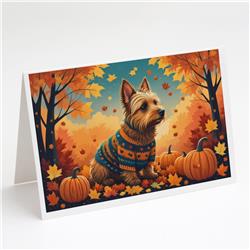 DAC1010GCA7P 5 x 7 in. Australian Terrier Terrier Fall Greeting Cards & Envelopes - Pack of 8