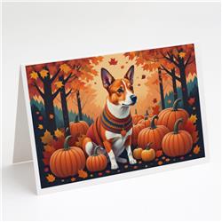 5 x 7 in. Unisex Red Basenji Fall Greeting Cards & Envelopes - Pack of 8