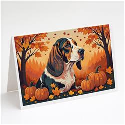 5 x 7 in. Unisex Basset Hound Fall Greeting Cards & Envelopes - Pack of 8