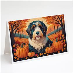 5 x 7 in. Unisex Bearded Collie Fall Greeting Cards & Envelopes - Pack of 8