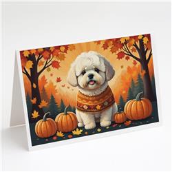 5 x 7 in. Unisex Bichon Frise Fall Greeting Cards & Envelopes - Pack of 8