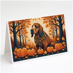 5 x 7 in. Unisex Bloodhound Fall Greeting Cards & Envelopes - Pack of 8