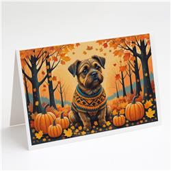 5 x 7 in. Unisex Border Terrier Fall Greeting Cards & Envelopes - Pack of 8