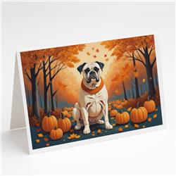 5 x 7 in. Unisex White Boxer Fall Greeting Cards & Envelopes - Pack of 8