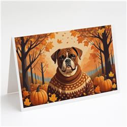 DAC1026GCA7P 5 x 7 in. Boxer Fall Greeting Cards & Envelopes - Pack of 8