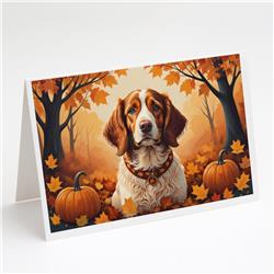DAC1029GCA7P 5 x 7 in. Brittany Spaniel Fall Greeting Cards & Envelopes - Pack of 8