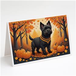 DAC1032GCA7P 5 x 7 in. Black Cairn Terrier Fall Greeting Cards & Envelopes - Pack of 8