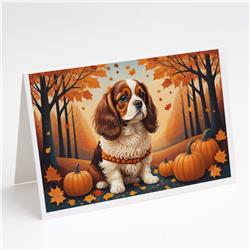 DAC1033GCA7P 5 x 7 in. Cavalier Spaniel Fall Greeting Cards & Envelopes - Pack of 8
