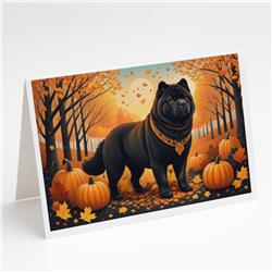 5 x 7 in. Unisex Black Chow Chow Fall Greeting Cards & Envelopes - Pack of 8