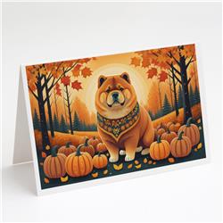 DAC1037GCA7P 5 x 7 in. Chow Chow Fall Greeting Cards & Envelopes - Pack of 8