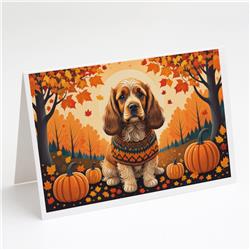 5 x 7 in. Unisex Cocker Spaniel Fall Greeting Cards & Envelopes - Pack of 8