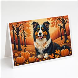 5 x 7 in. Unisex Collie Fall Greeting Cards & Envelopes - Pack of 8