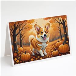 5 x 7 in. Unisex Corgi Fall Greeting Cards & Envelopes - Pack of 8