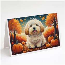5 x 7 in. Unisex Coton De Tulear Fall Greeting Cards & Envelopes - Pack of 8