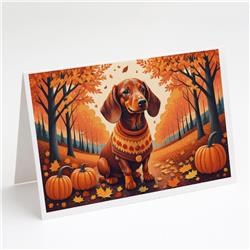 5 x 7 in. Unisex Dachshund Fall Greeting Cards & Envelopes - Pack of 8