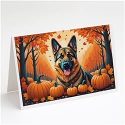 5 x 7 in. Unisex German Shepherd Fall Greeting Cards & Envelopes - Pack of 8
