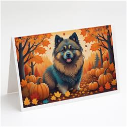 5 x 7 in. Unisex Keeshond Fall Greeting Cards & Envelopes - Pack of 8