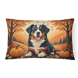 16 x 12 in. Unisex Bernese Mountain Dog Fall Fabric Decorative Pillow