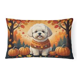 16 x 12 in. Unisex Bichon Frise Fall Fabric Decorative Pillow