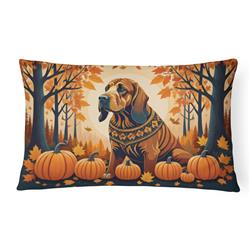 16 x 12 in. Unisex Bloodhound Fall Fabric Decorative Pillow