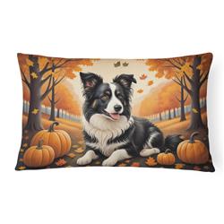16 x 12 in. Unisex Border Collie Fall Fabric Decorative Pillow